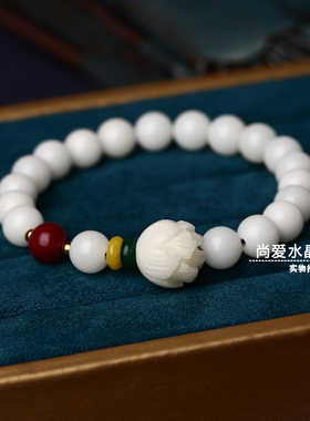 天然白玉菩提根手串朱砂手链