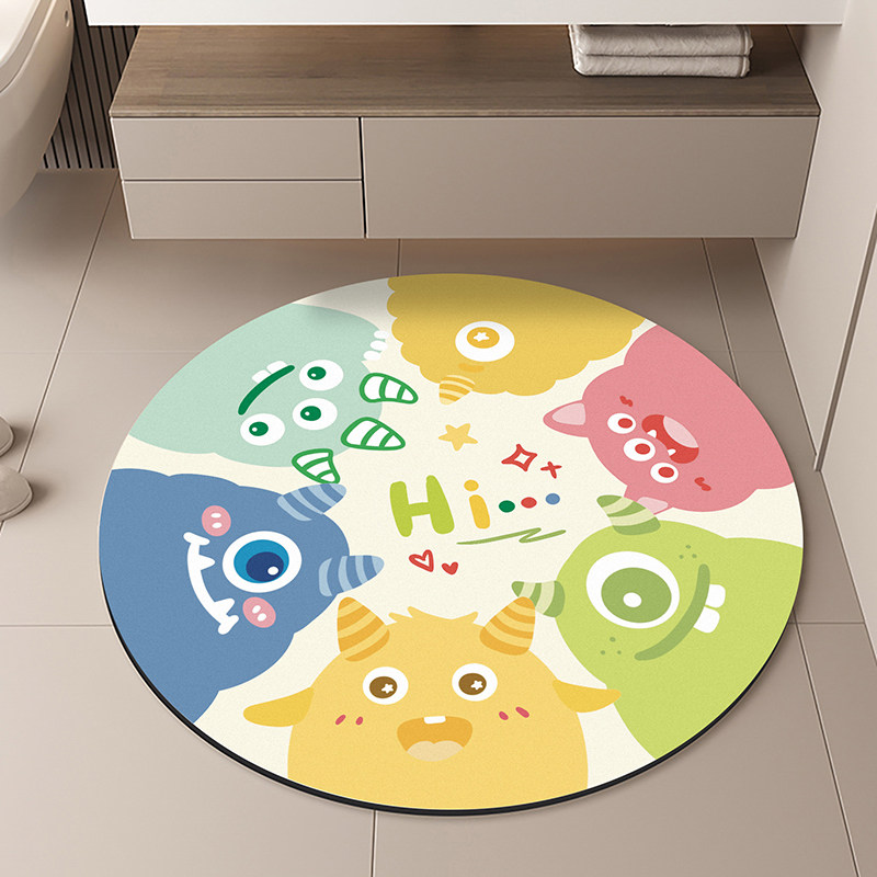卡通圆形卫生间地垫浴室吸水防滑垫厕所硅藻泥垫子厨房洗手台地毯,居家布艺,入户地垫,淘宝优惠券,粉丝福利购,淘宝优惠卷