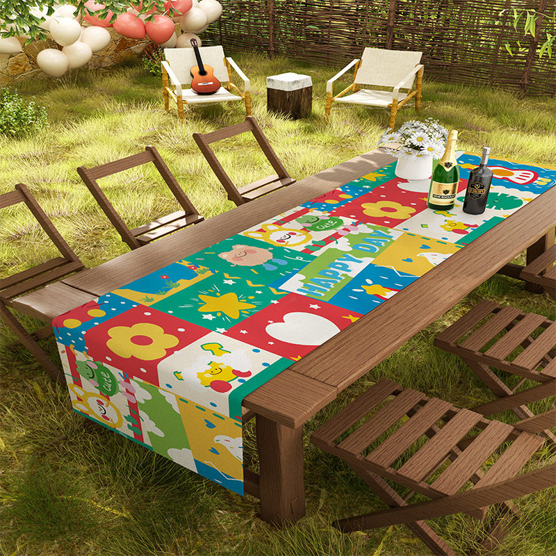 卡通户外野营蛋卷桌旗露营长条