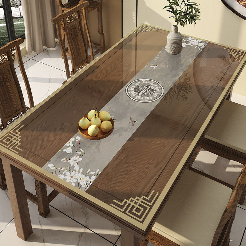 新中式软玻璃免洗防水防油防烫塑料PVC透明餐桌垫茶几桌布水晶板,居家布艺,桌布,淘宝优惠券,粉丝福利购,淘宝优惠卷