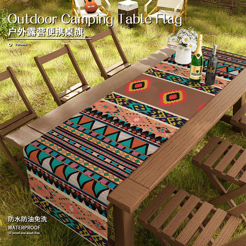 波西米亚野营桌布桌旗防水长条