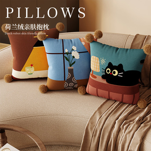 午休枕头透气亲肤可拆洗卡通沙发抱枕客厅卧室床头靠垫家用办公室