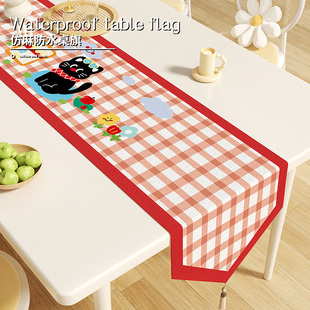 卡通风餐桌茶几桌旗鞋柜玄关装饰防尘布餐边柜垫长条布艺桌布桌垫