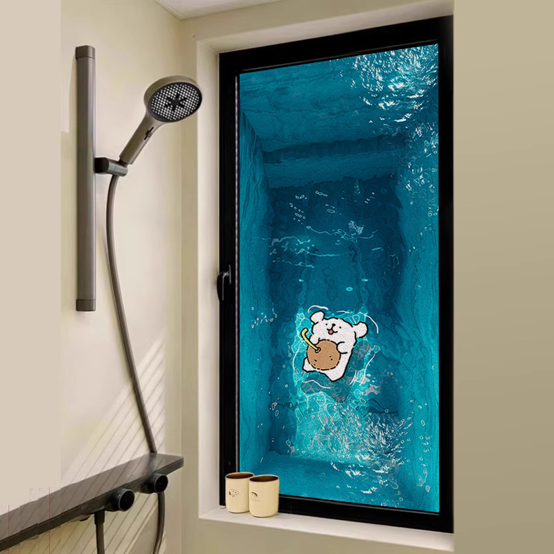 卡通小狗玻璃防窥贴纸浴室窗户贴