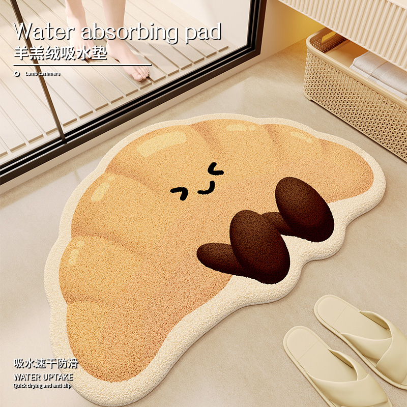 牛角包仿羊绒浴室防滑速干地垫