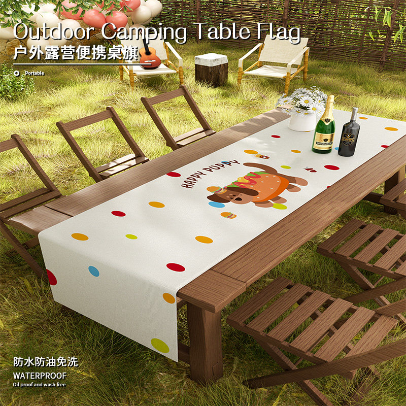 户外野营蛋卷卡通桌旗露营长条