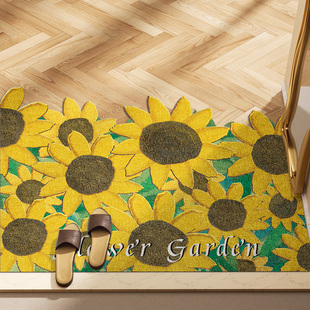 向日葵花朵丝圈地垫防滑垫进户门外大门口地毯入户门蹭泥土脚垫