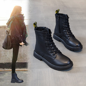 真皮马丁靴女英伦风女鞋 短靴41 加绒加厚百搭平底大码 2026新款 冬季