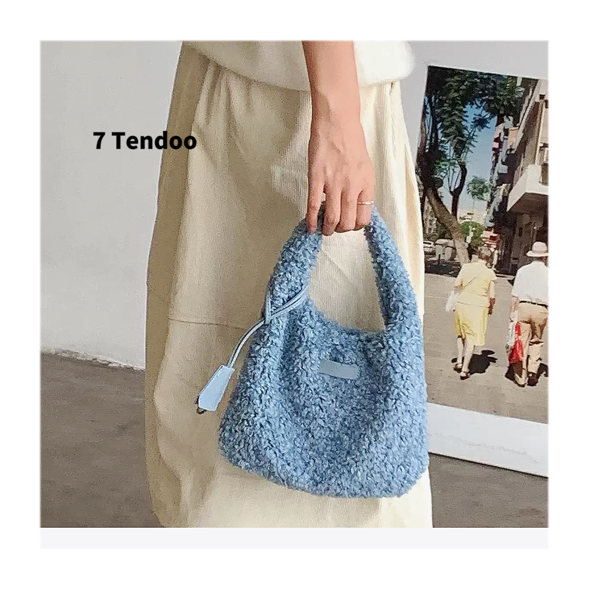 秋冬新款羊羔毛绒绒手拿包