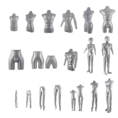 充气模特道具PVC灰色可折叠便携式 模型 假人上半身下半身全身服装