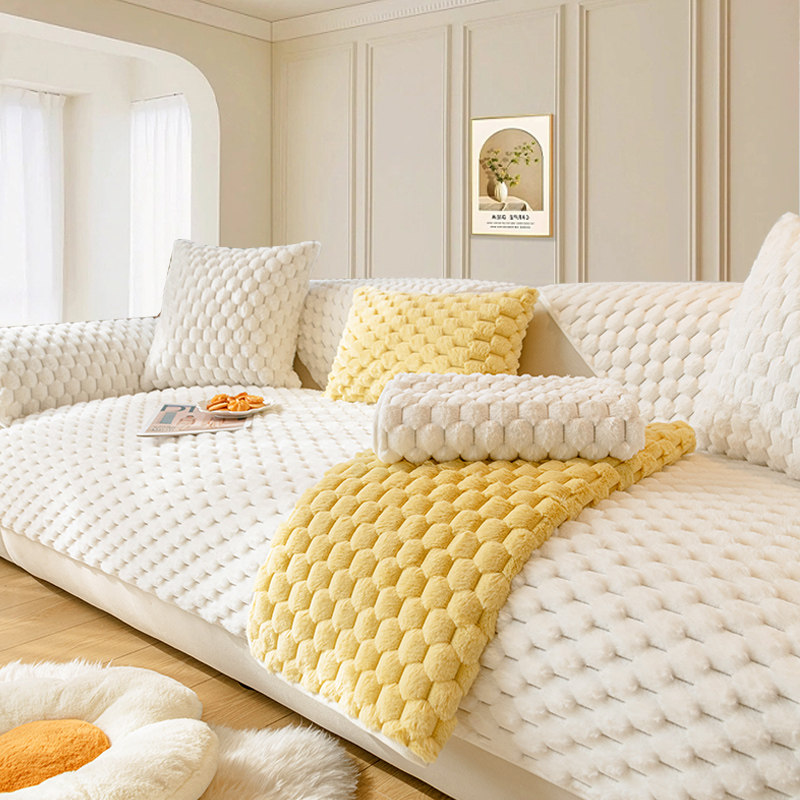 奶油风兔兔绒沙发垫2023新款毛绒冬季加厚坐垫子防滑套罩天盖布巾,居家布艺,沙发垫,淘宝优惠券,粉丝福利购,淘宝优惠卷