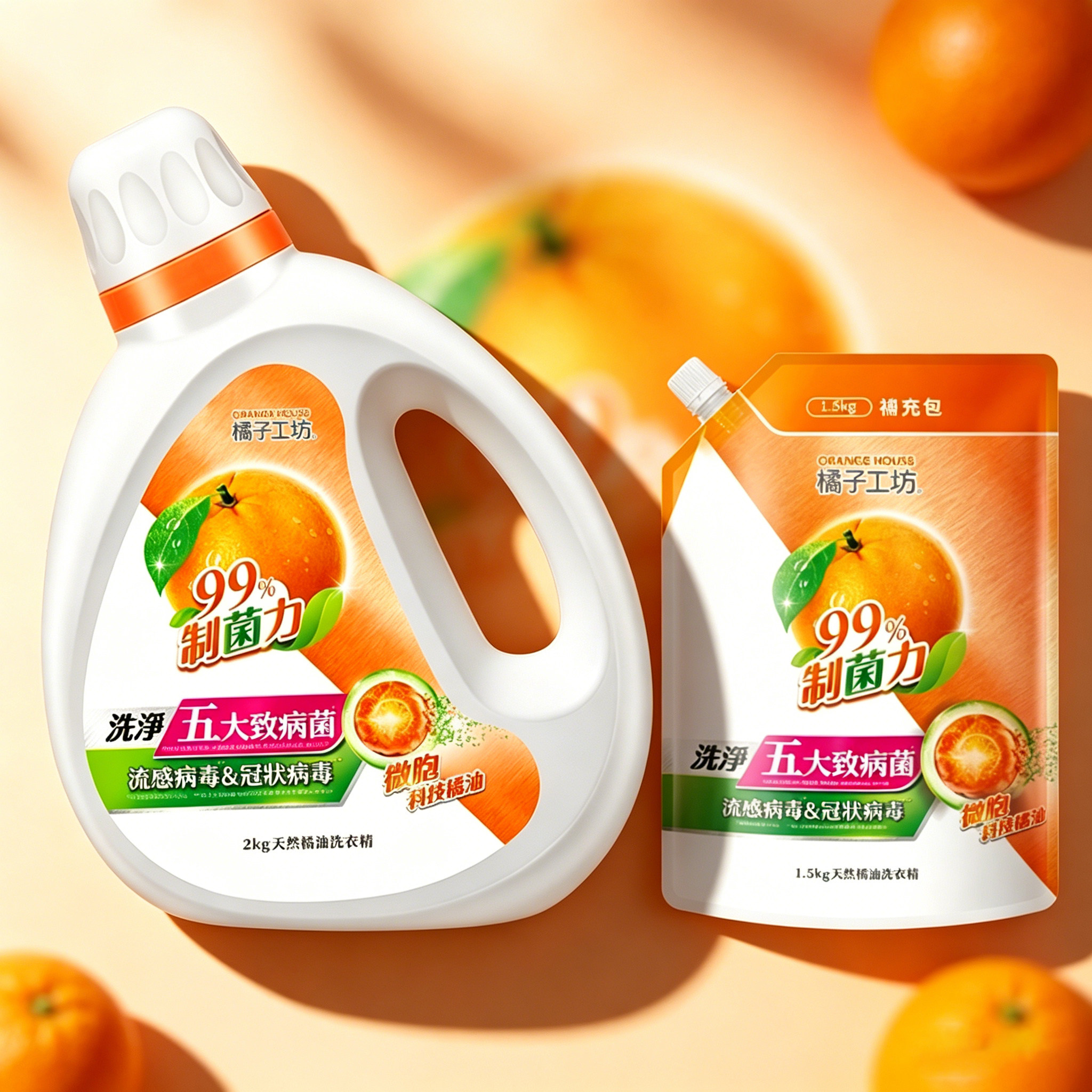 橘子工坊除菌洗衣液橘香通用手洗去污内衣内裤中性洗涤剂洗衣精