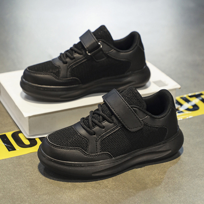 ABC IM儿童鞋子男童运动鞋女童跑步鞋黑色网面透气春秋季款小学生