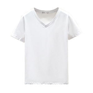 RM9237#V领短袖T恤女韩版简约百搭夏季新款半袖上衣宽松白色打底衫潮