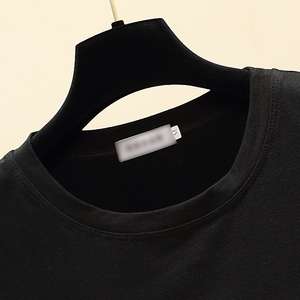 RM13977#黑色短袖t恤女夏季正肩圆领宽松贴布体恤设计感洋气百搭上衣