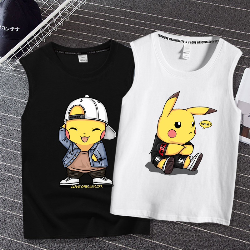 皮卡丘联名无袖t恤日系大码