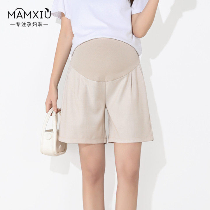 妈妈秀孕妇裤夏季薄款五分裤2021夏装新款宽松怀孕期外穿托腹短裤