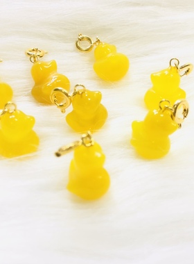 黄玉髓小黄鸭小滴溜手挂坠手工配件DIY可爱吊坠耳饰初心珠宝