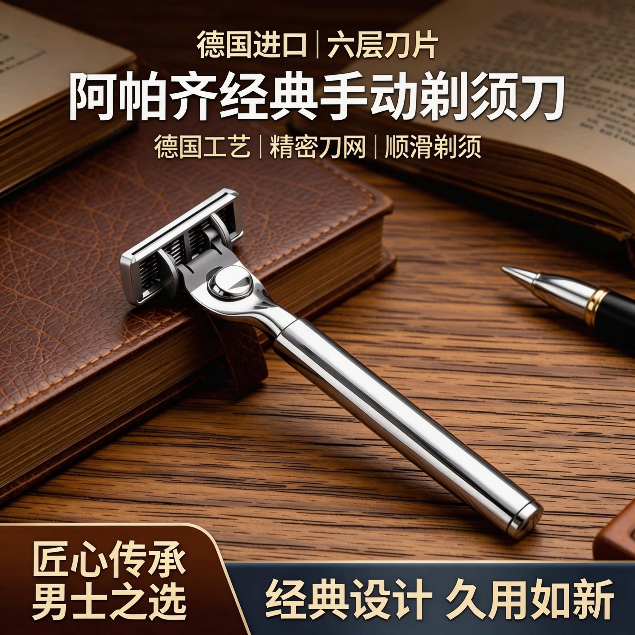德国进口六层手动剃须刀胡须刀手动刮胡刀男士送男朋友阿帕奇老式