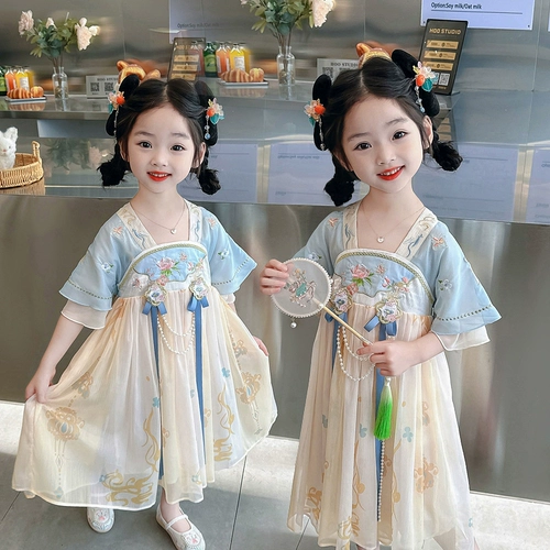 Летнее ханьфу, наряд маленькой принцессы, платье, китайский стиль, детская одежда