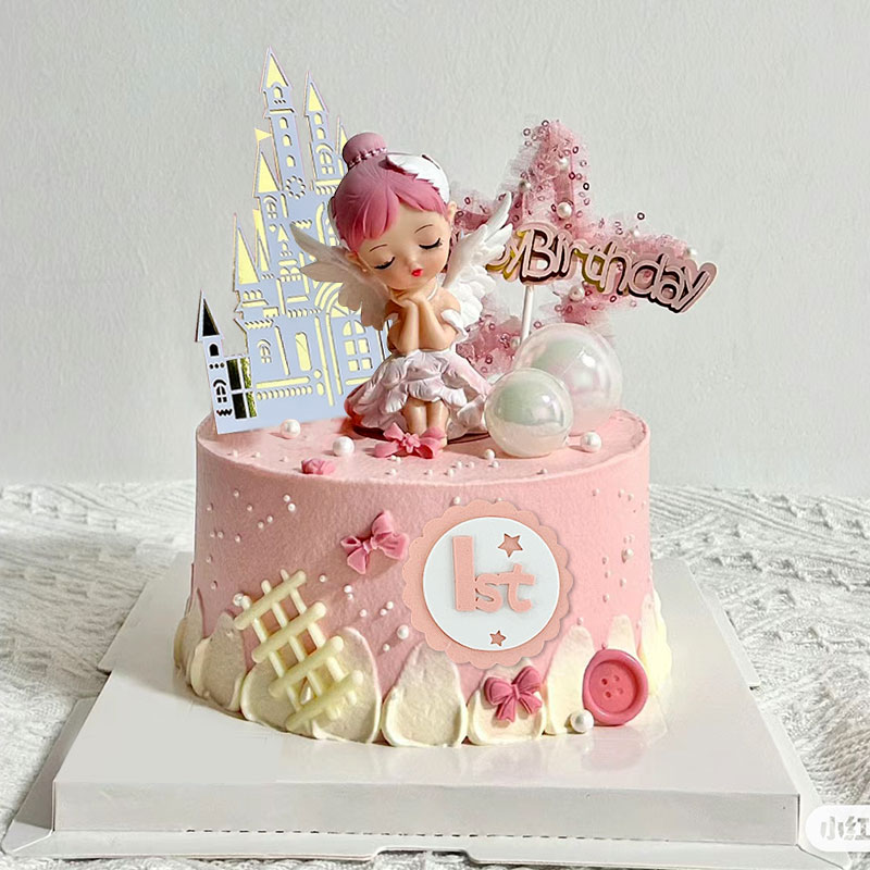 贝拉公主蛋糕装饰摆件女孩生日