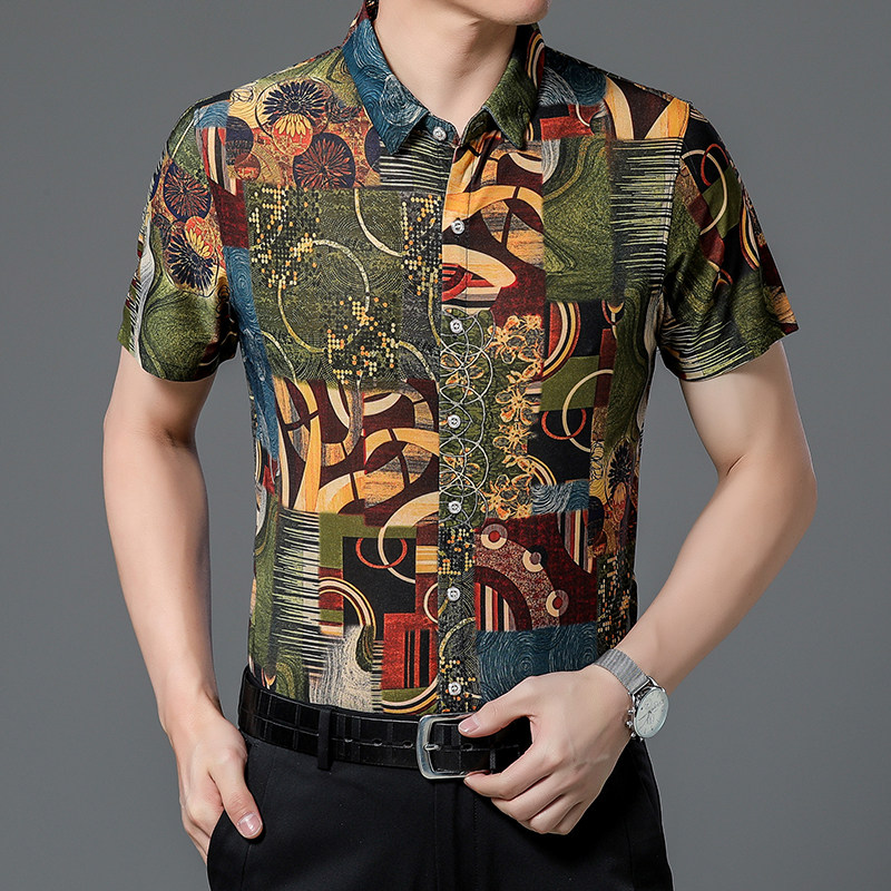 650新款男士短袖衬衫商务休闲时尚花衬衫上衣P30,男装衬衫,星座1615
