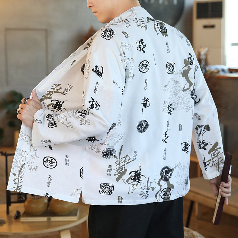 177风秋季新款男士外套复古开衫汉服P40模特图,男装衬衫,星座1615