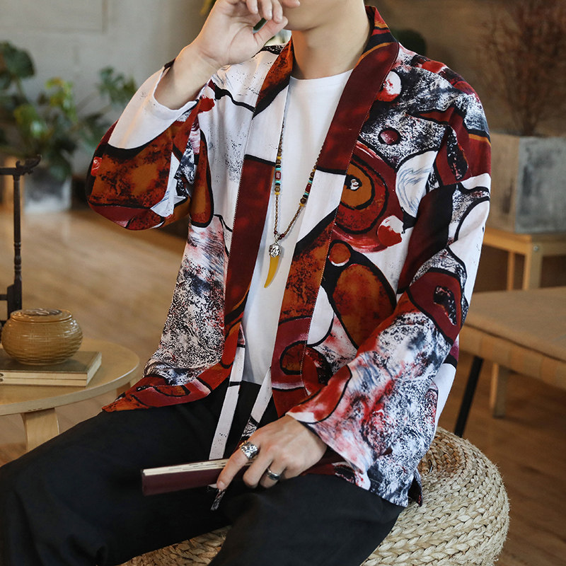 172风秋季新款男士外套复古开衫汉服P35模特图,男装衬衫,星座1615