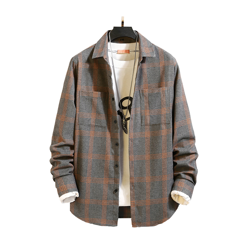 CS12春季新款男士青年大码休闲格子长袖衬衫P35白底图，男装衬衫，星座1615