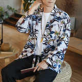 173风秋季新款男士外套复古开衫汉服P35模特图，男装衬衫，星座1615