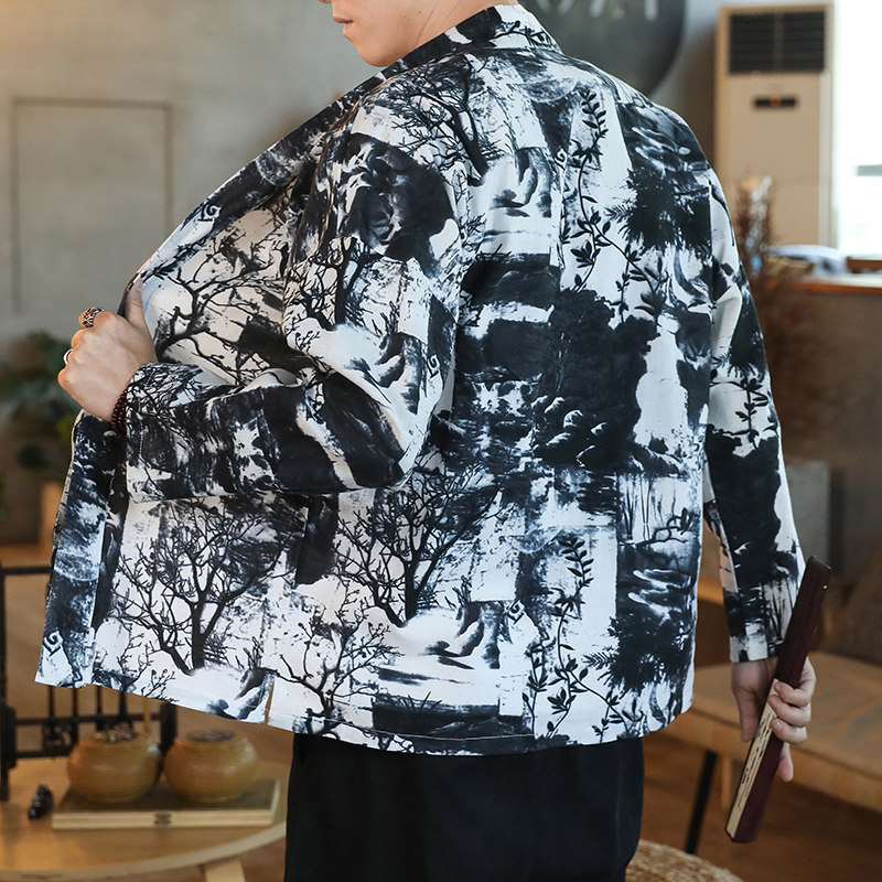 174风秋季新款男士外套复古开衫汉服P35模特图,男装衬衫,星座1615