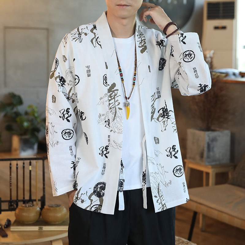 177风秋季新款男士外套复古开衫汉服P40模特图,男装衬衫,星座1615