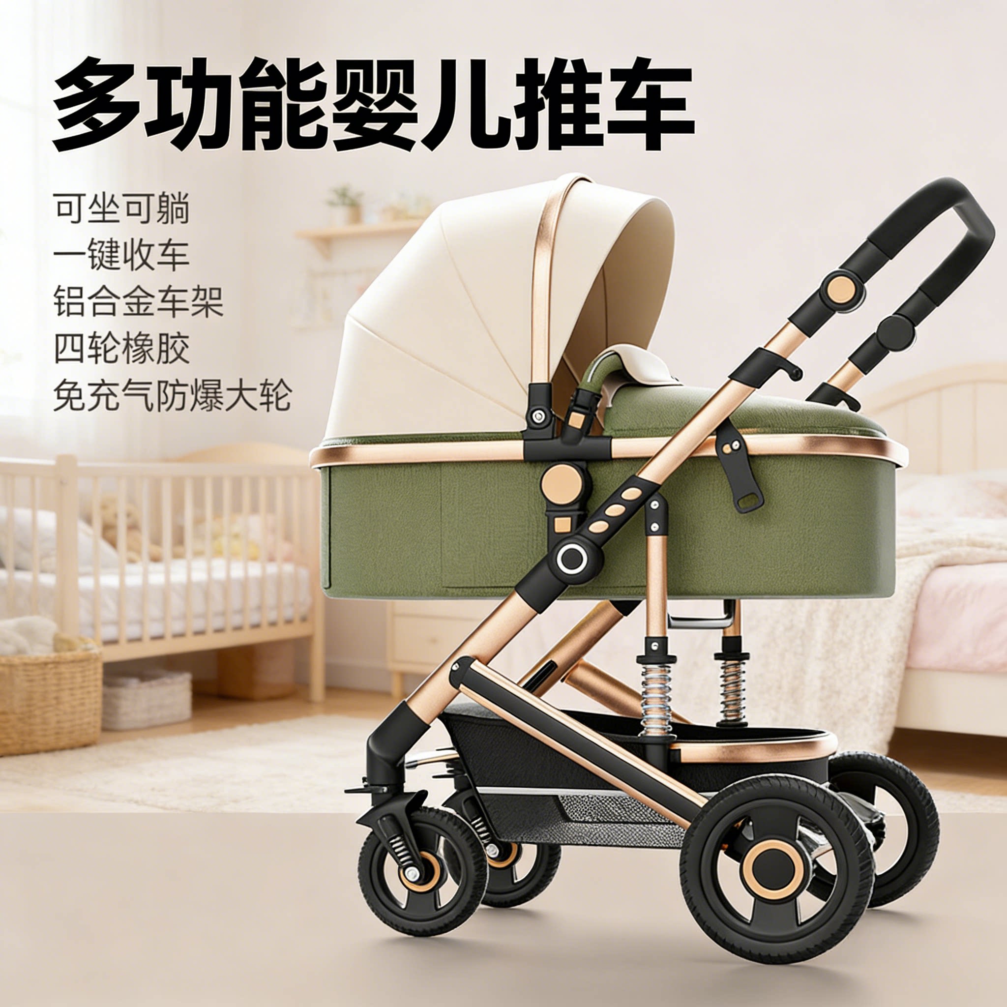 婴儿车2026热销可坐可躺婴儿推车0到3岁轻便可折叠减震宝宝手推车