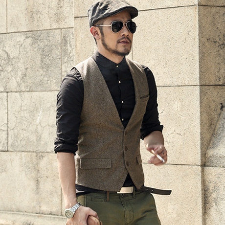 Autumn and winter new pattern Stylish guy Self cultivation Woollen cloth Vest Metrosexual leisure time suit Vest Three buckle England Vest M87in the Men's clothing, Vest/Vest  category - from Buy2taobao.com to provide professional Taobao agent buy service