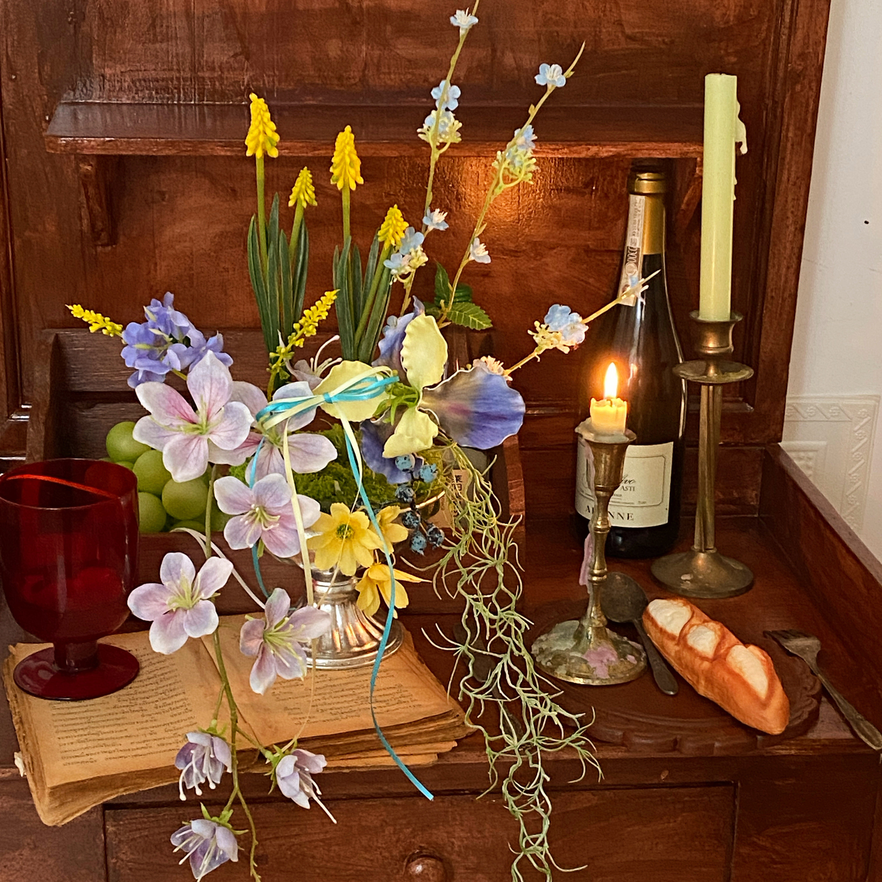 原创法式复古组合盆栽成品手感仿真花假花桌面盆栽花卉装饰摆件