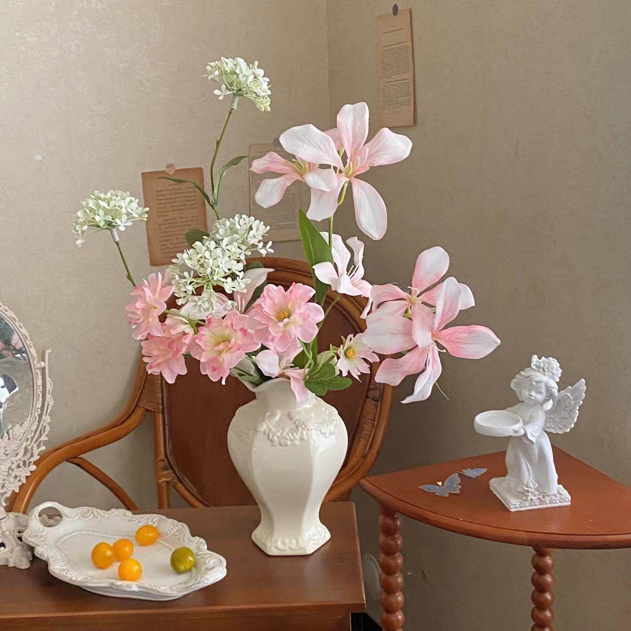 法式复古中古雕花白色陶瓷花瓶家居餐桌摆件软装花器mimiflower,家居饰品,花瓶,淘宝优惠券,粉丝福利购,淘宝优惠卷