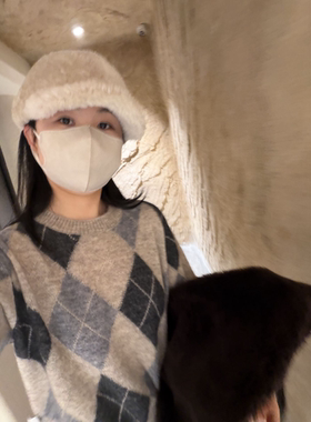 muzi“挪威森林”山羊绒/绵羊毛意大利PAFA花纱拉毛菱格羊绒衫