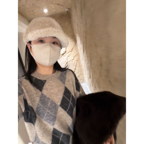 muzi“挪威森林”山羊绒/绵羊毛意大利PAFA花纱拉毛菱格羊绒衫