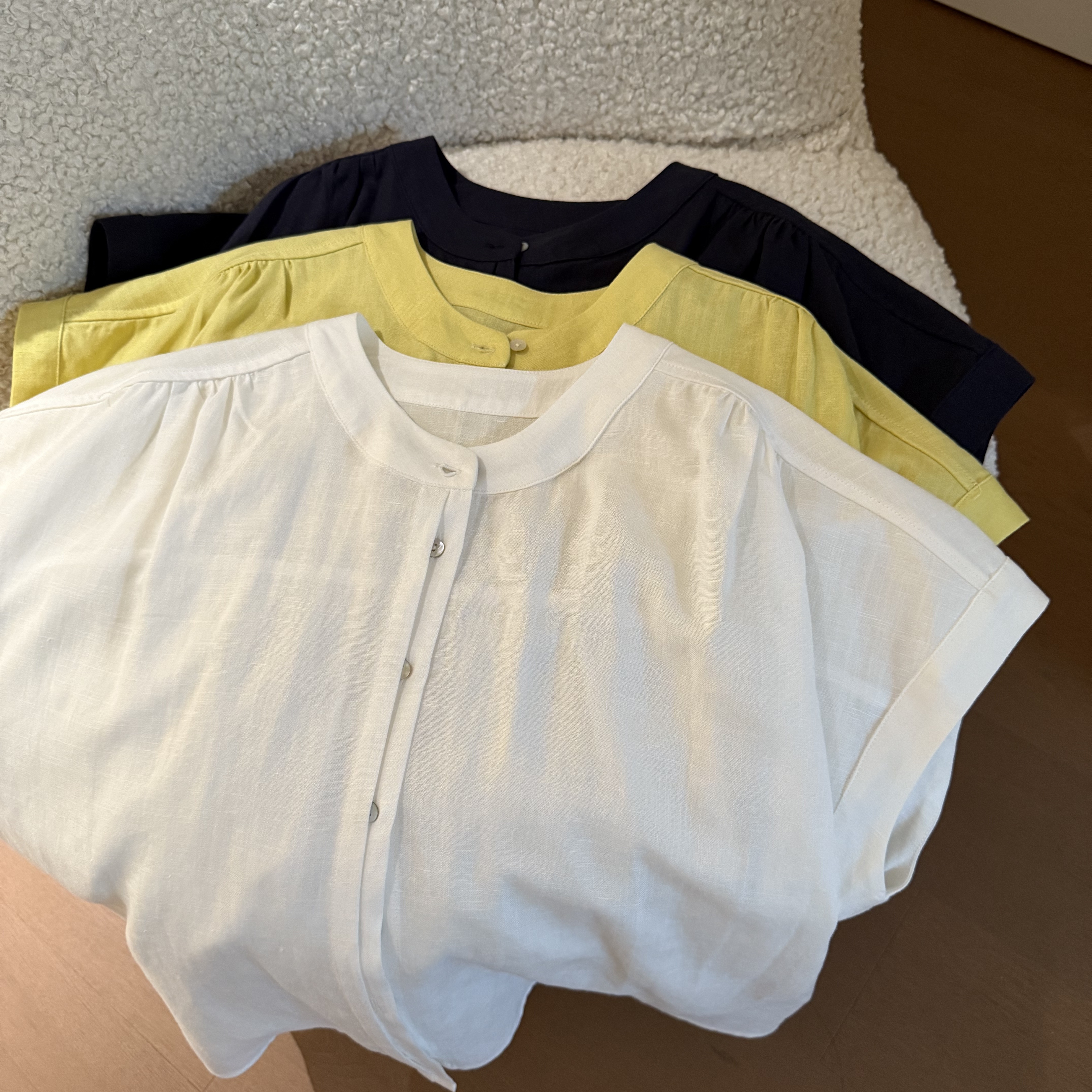 muzi “海滨夏日”天丝亚麻松弛高级感超清凉顺滑显瘦气质衬衫