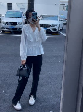 muzi “超模西裤”显瘦显高天花板 立裁垂坠高质感开衩微喇裤