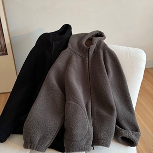muzi｜ 御寒保命神器双层保暖羔羔毛奥粒绒连帽外套 冬日小羊羔
