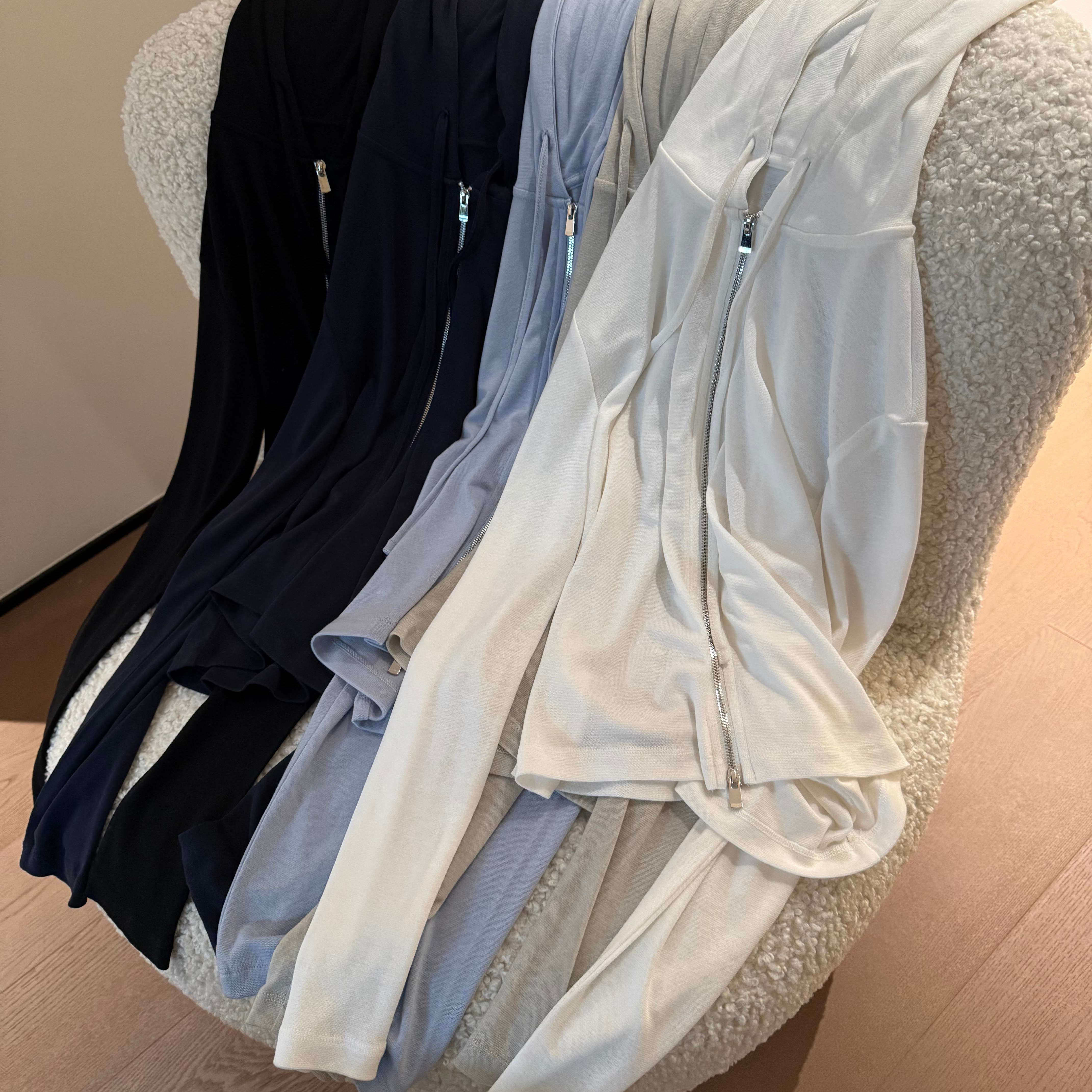 muzi “冰霜小衫”进口天丝羊毛超细腻清爽双拉链头连帽薄开衫,女装/女士精品,毛针织衫,淘宝优惠券,粉丝福利购,淘宝优惠卷