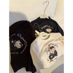 T恤女 高克重糯叽叽双面绒蓄热保暖加厚长袖 muzi 暖绒kitty