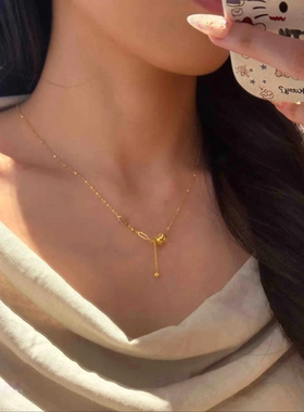 金色碎碎冰吊坠项链女