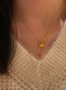 金色爱心时尚百搭项链女