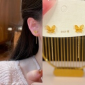 精致百搭耳饰 小众时尚 金色蝴蝶耳线女2025秋冬新款 爆款