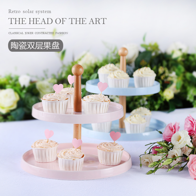 蛋糕欧式甜品台糖果茶点双层架子