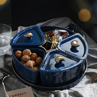 果盘干果盘水果盘客厅创意家用糖果盘茶几零食盘点心盘瓜子盘带盖