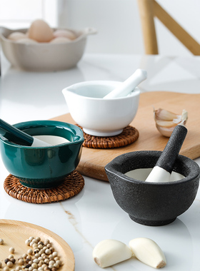 陶瓷研磨碗婴儿辅食捣碎器药片捣蒜泥研磨器石臼磨米糊碗配研磨棒