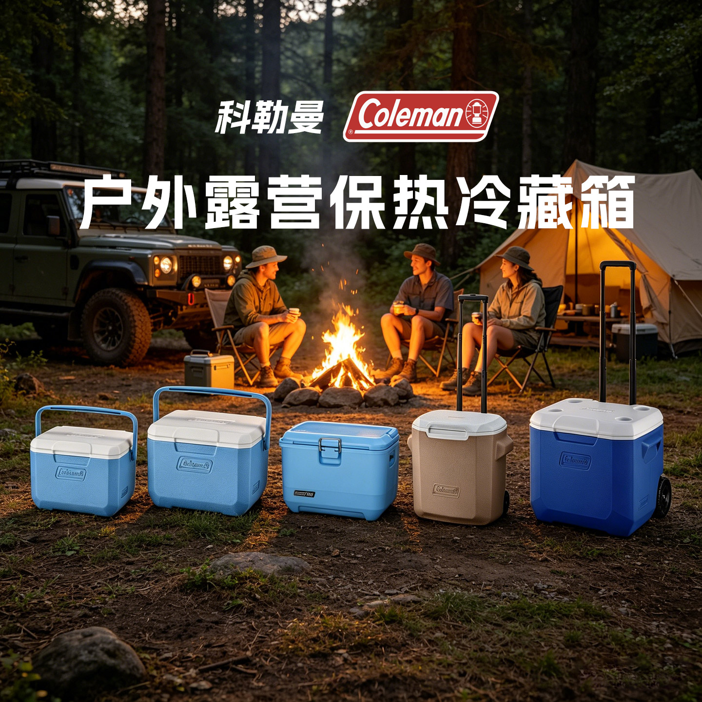 美国科勒曼coleman户外冰桶露营冷藏箱拉杆保冷保温箱大容量冷藏